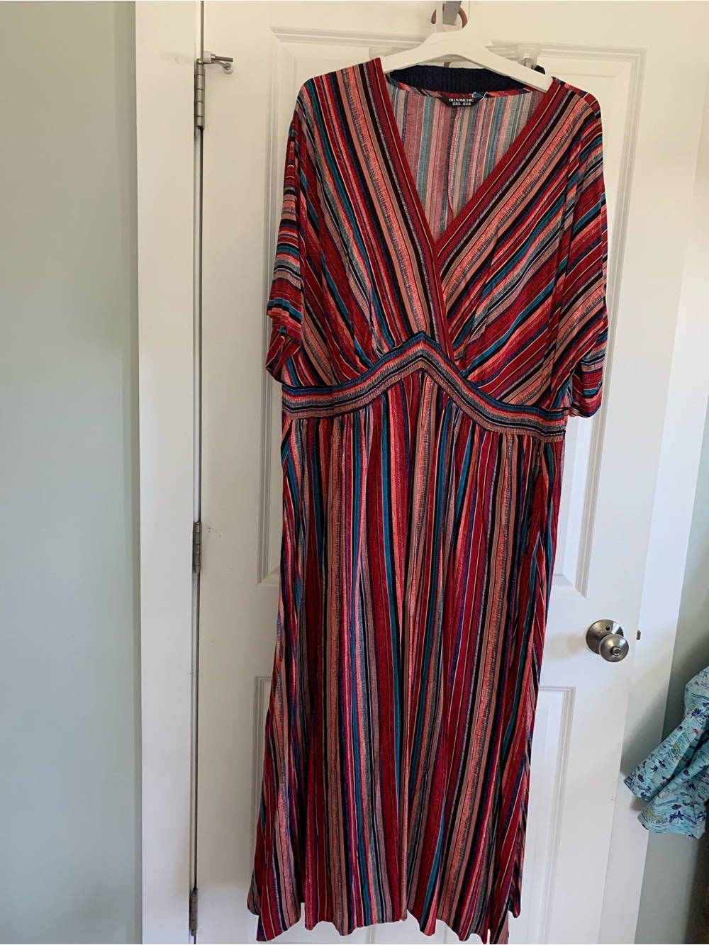 BloomChic Red Multi Striped Maxi Dress